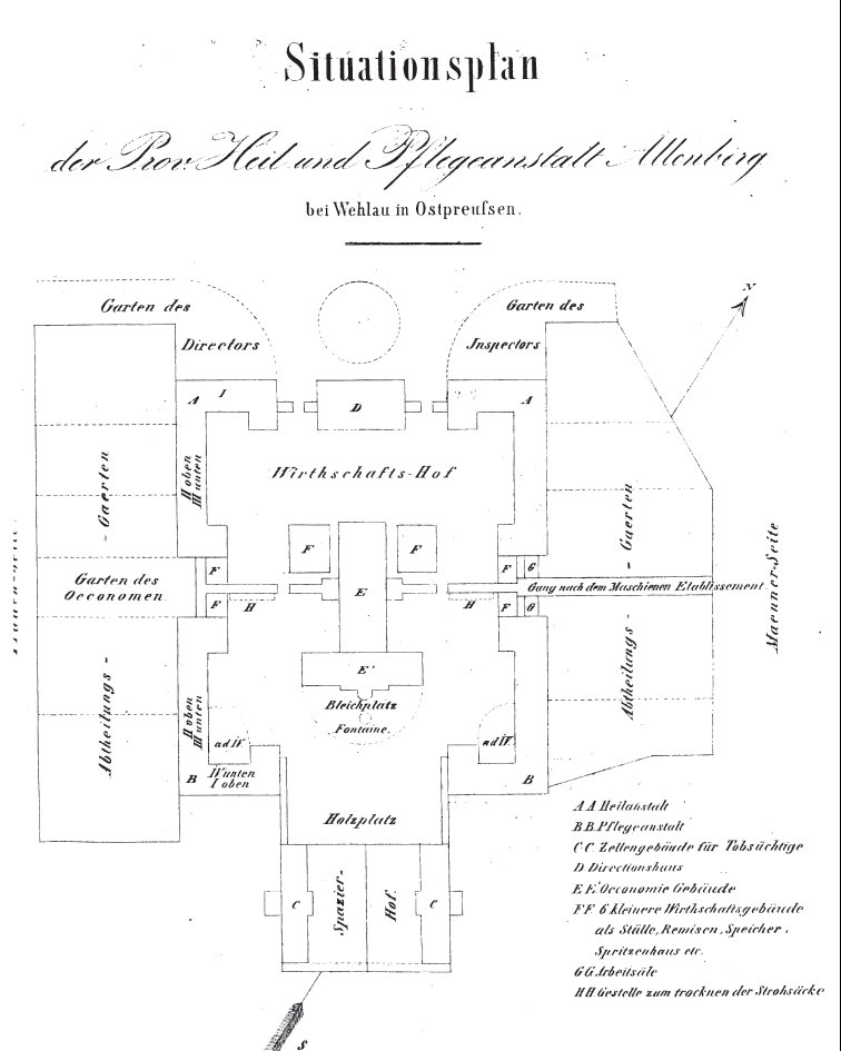 План лечебницы Алленберг у Велау 1854 года